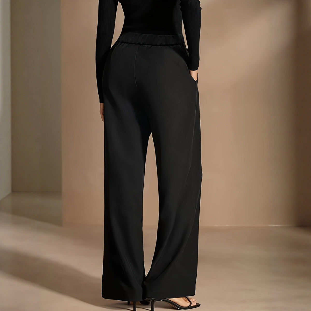 Women's Patchwork Wide-Leg Straight Suit Pants