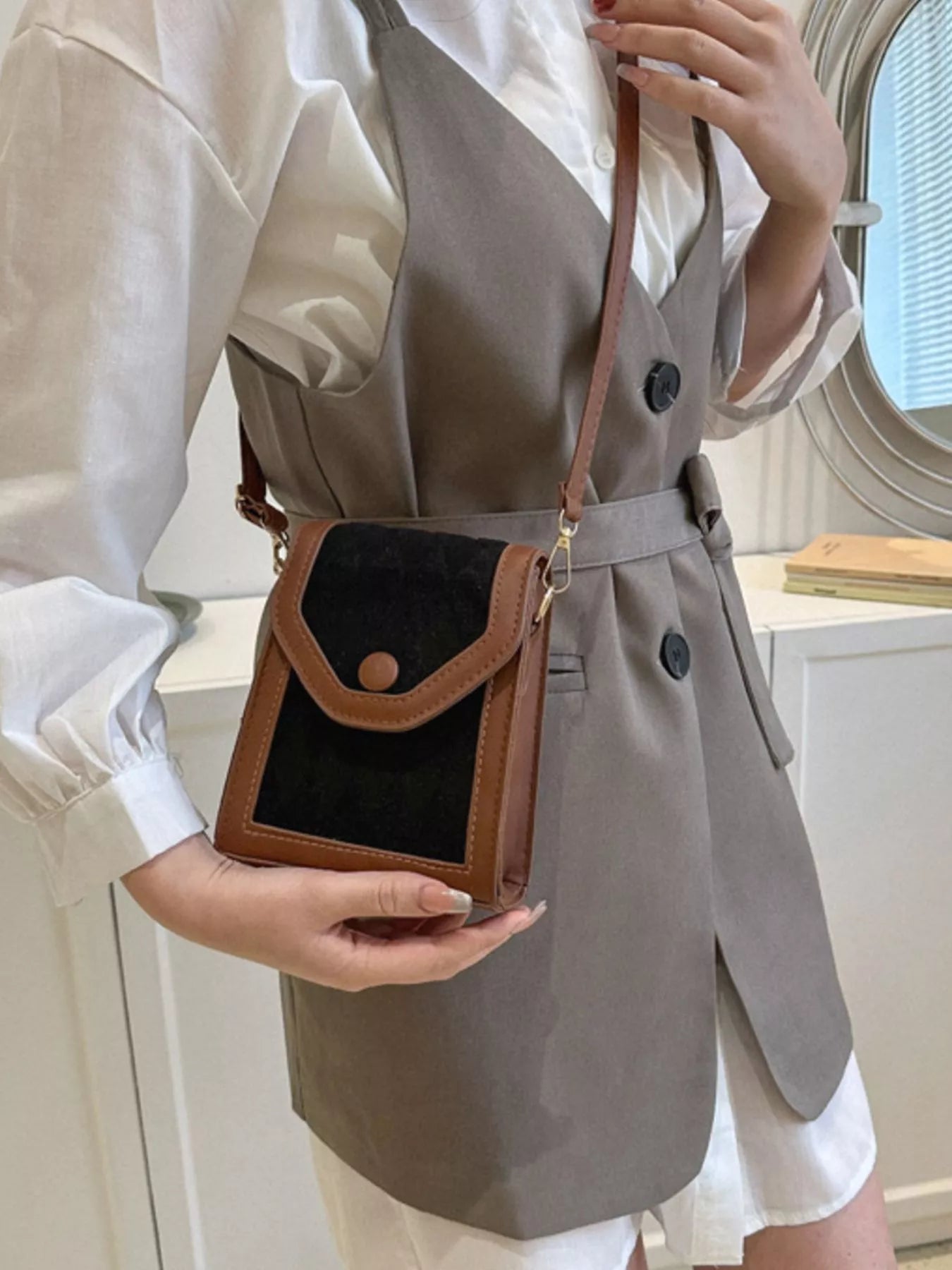 Adjustable Strap Flap Crossbody Bag
