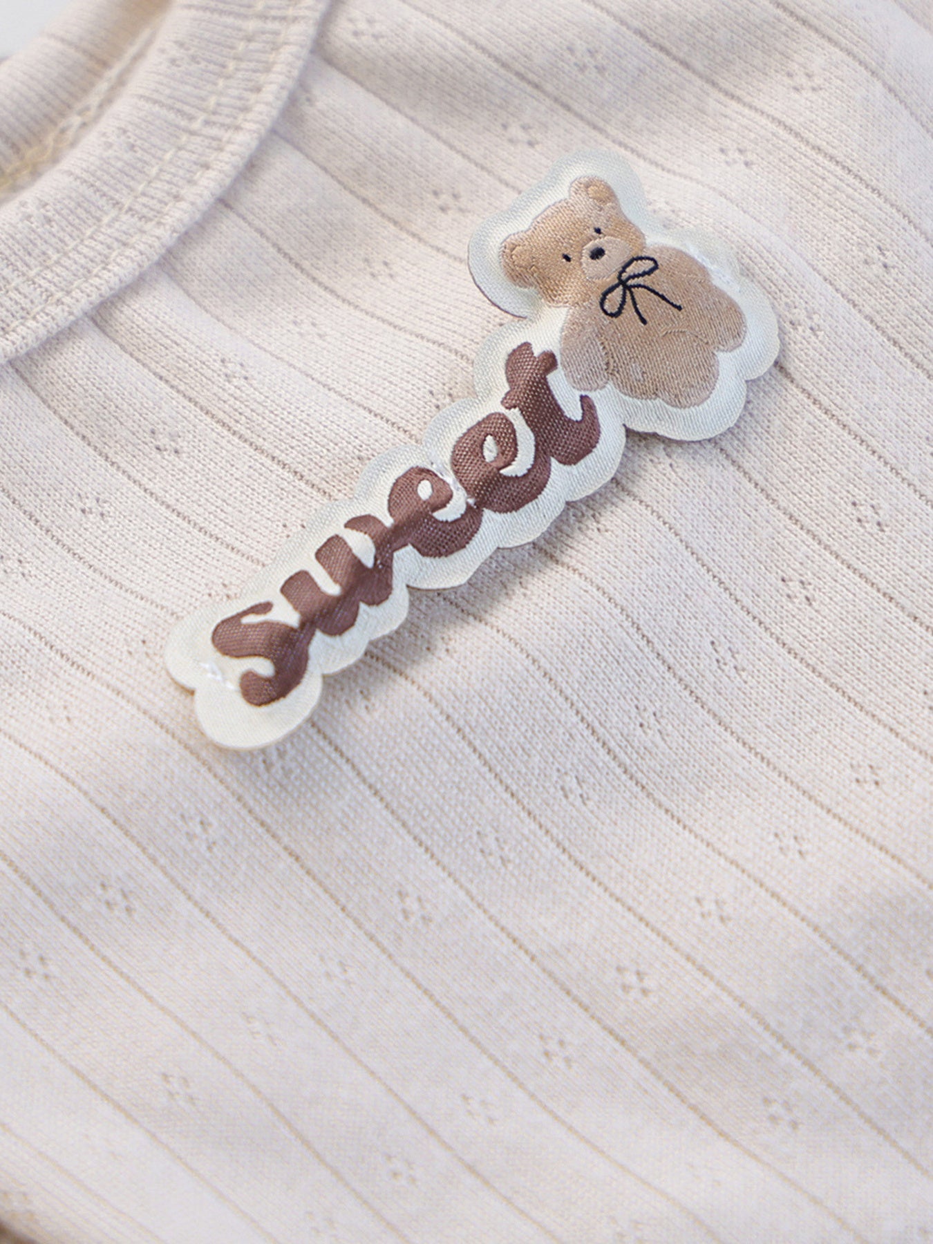 Sweet Bear Patch Ribbed Pet Top