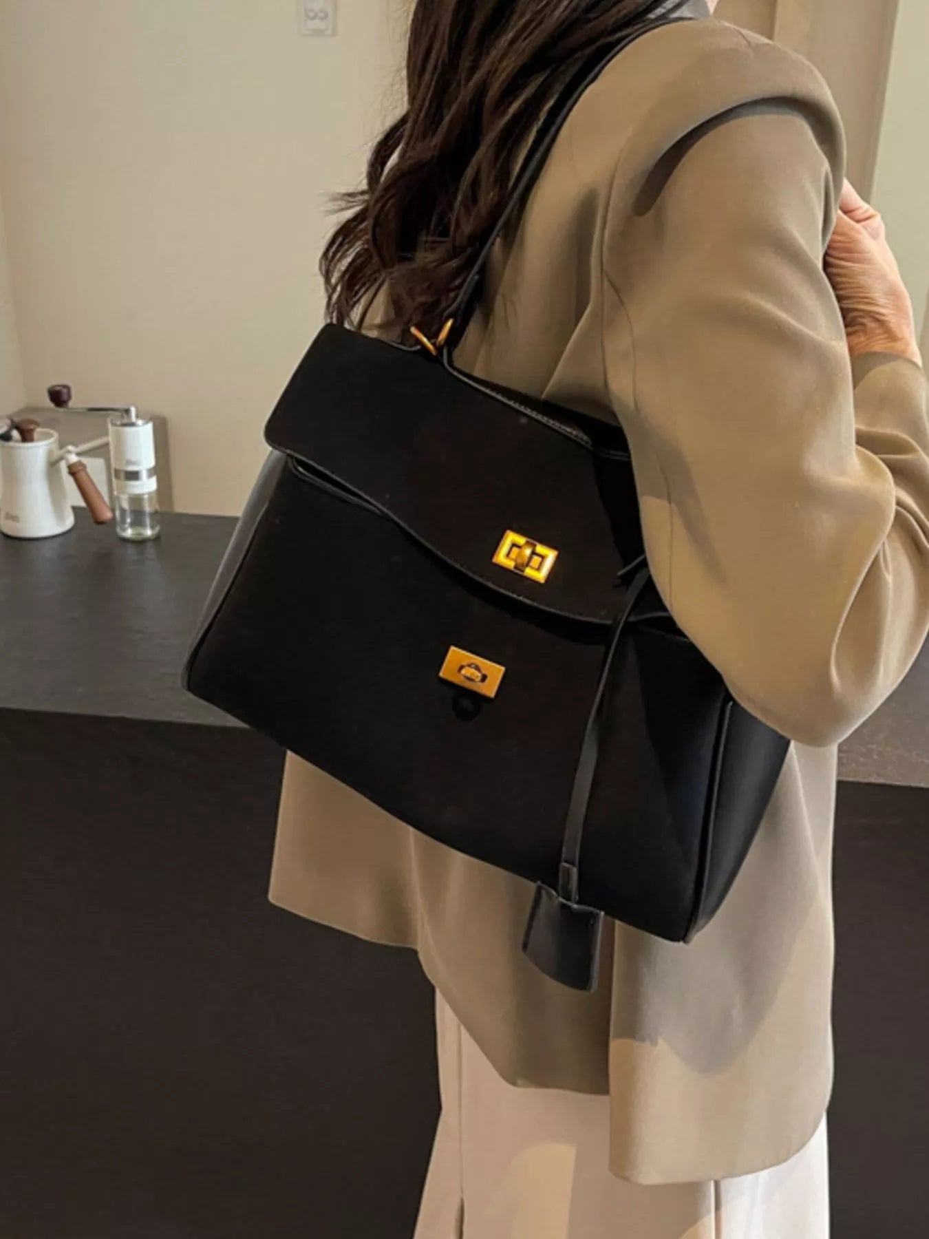 Turn-Lock Shoulder Bag