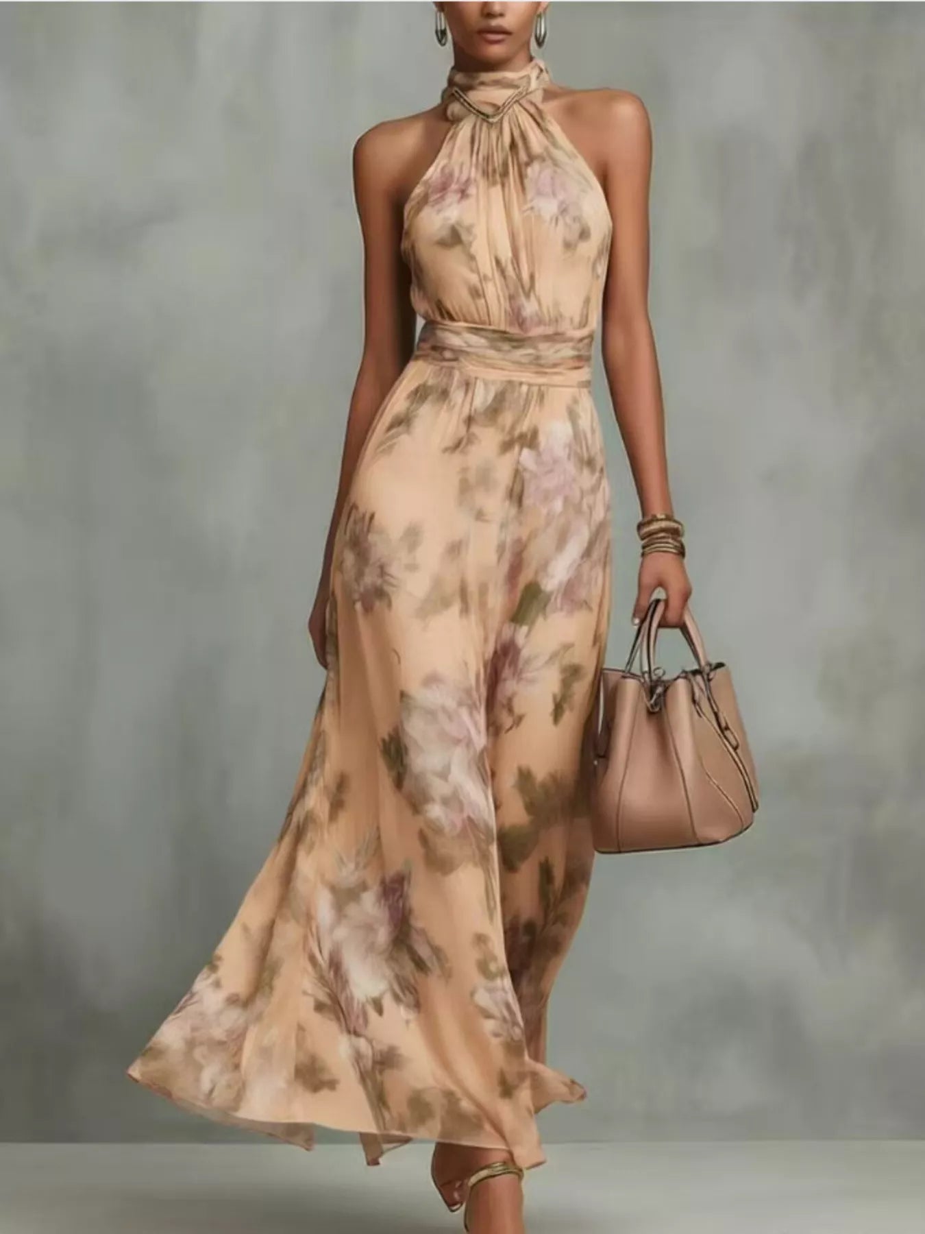 Full Size Floral Print Sleeveless Maxi Dress Plus Size