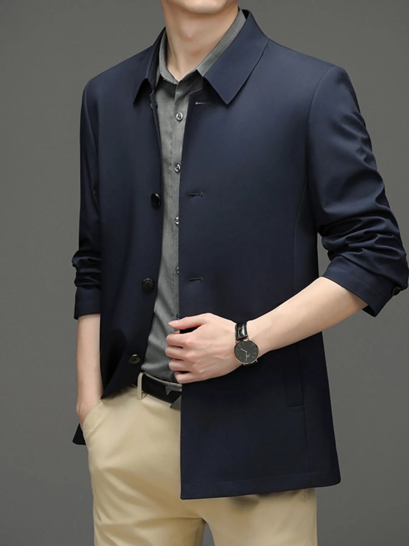 Men's Button Up Long Sleeve Jacket