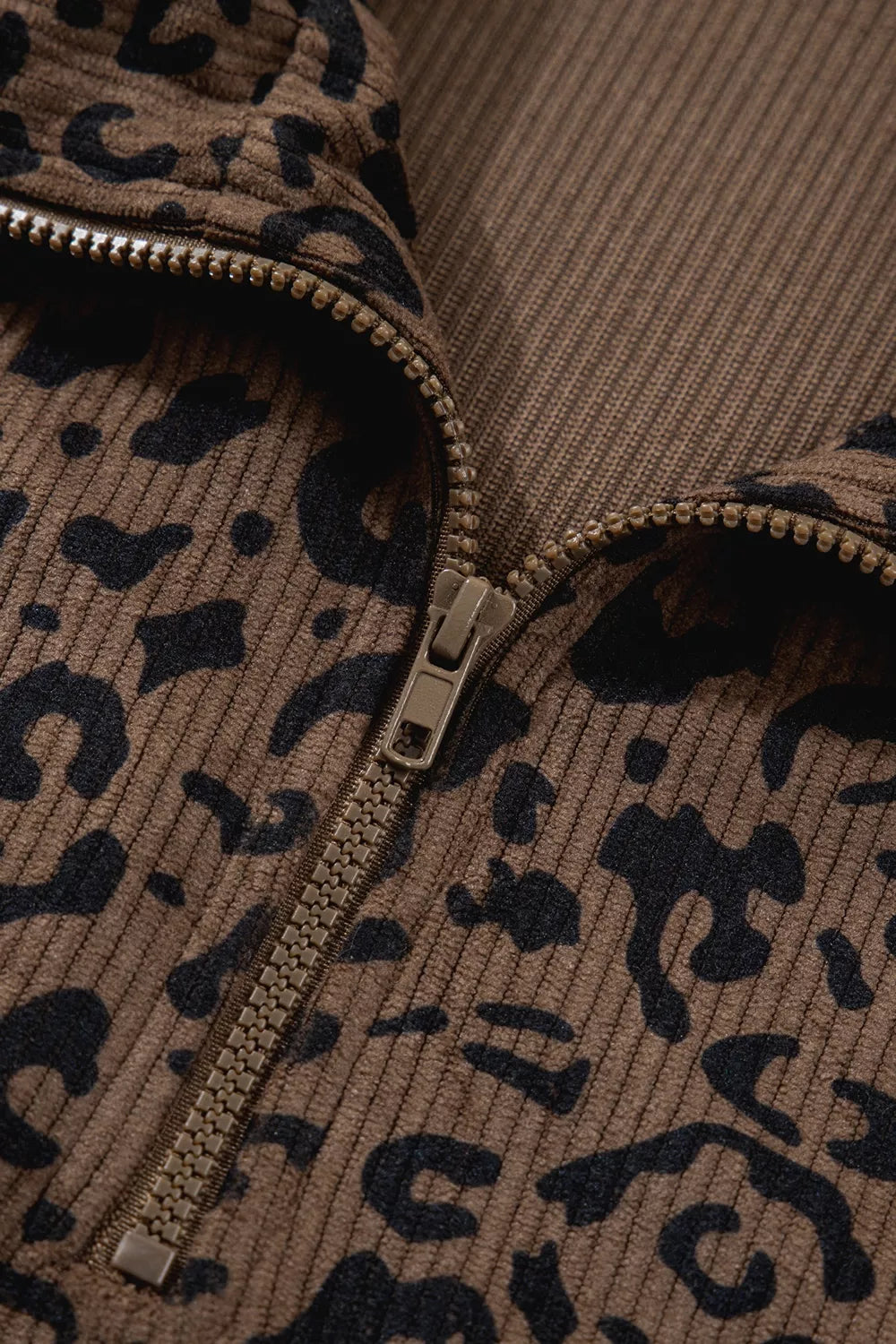 Leopard Print Quarter-Zip Sweatshirt