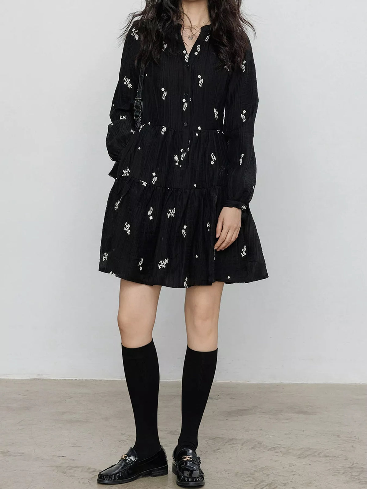 Floral Long Sleeve Mini Dress