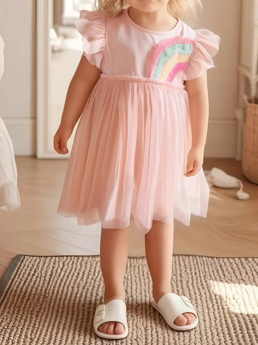 Children's Rainbow Applique Tulle Dress
