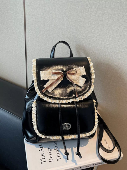Lace Trim Bow Decor Backpack Bag