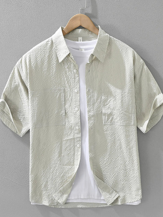 Men's Plus Size Button Up Short Sleeve Shirt
