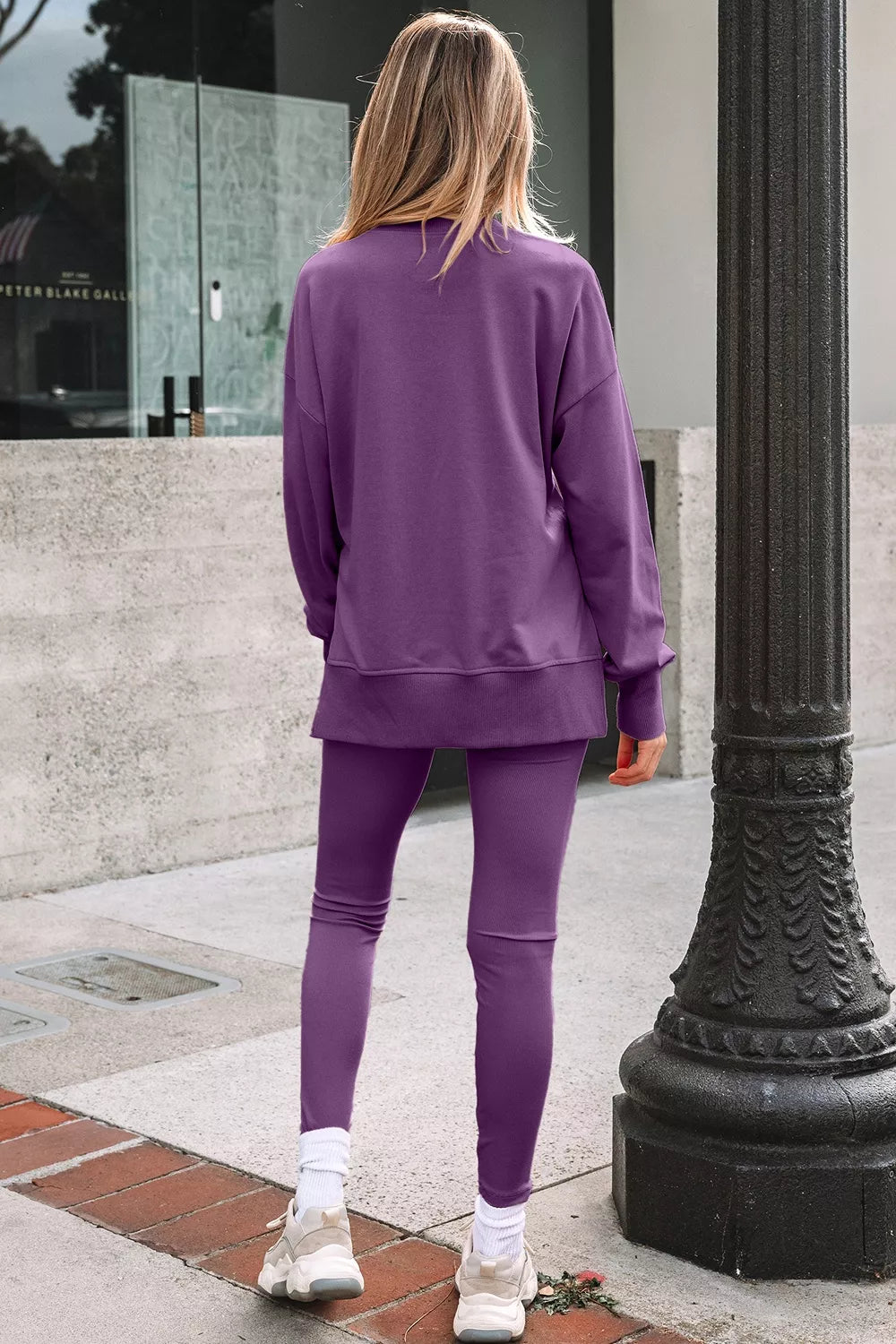 Side Slit Long Sleeve Sweatshirt and Pants Set