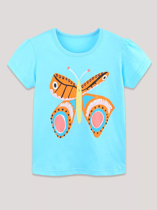 Children's Butterfly Graphic Short Sleeve T-Shirt