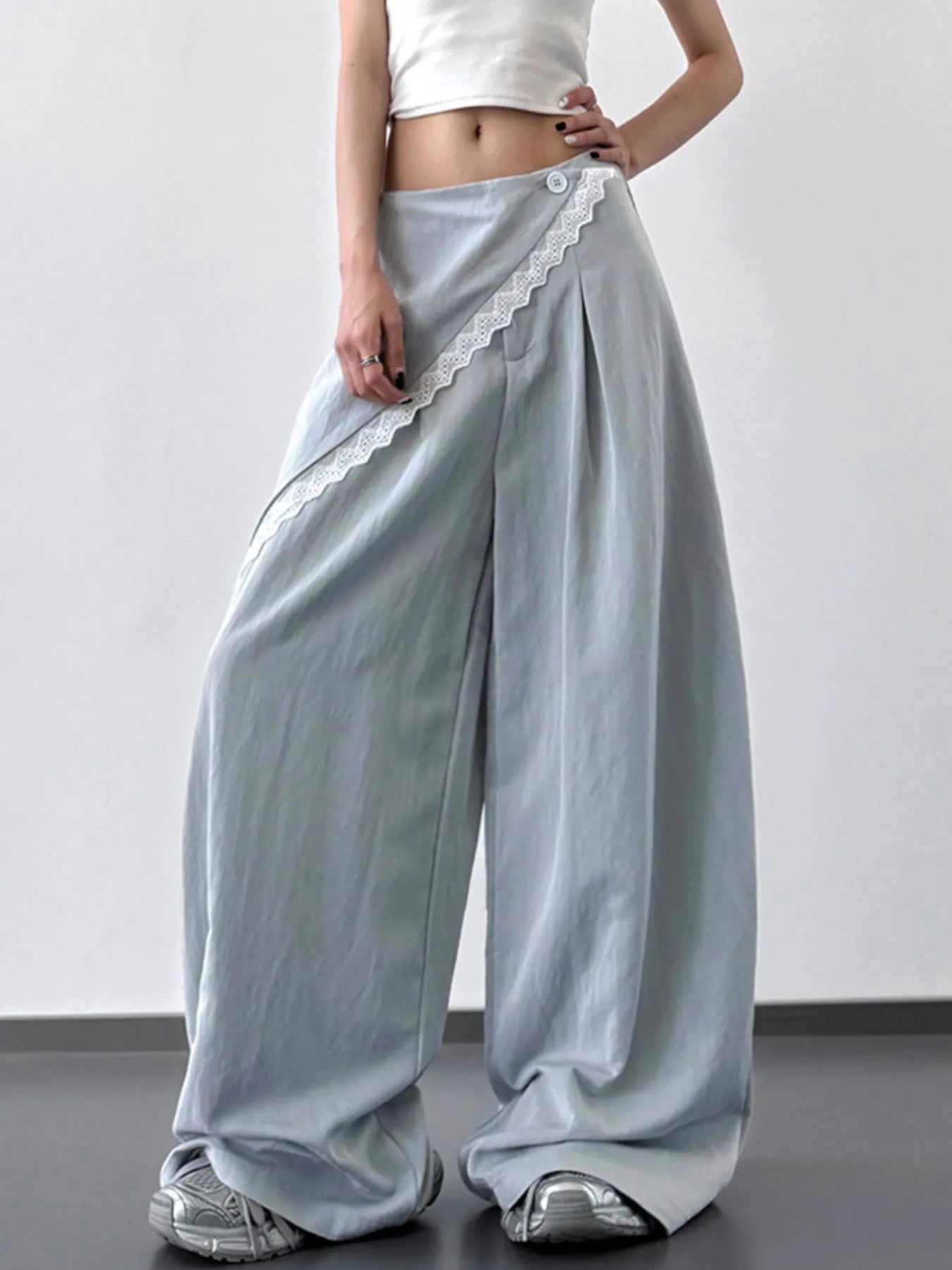 Lace Detail Wide Leg Pants