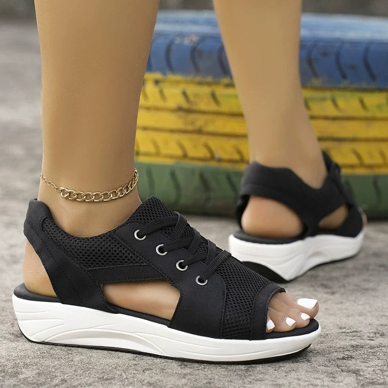 Lace Up Wedge Sandals