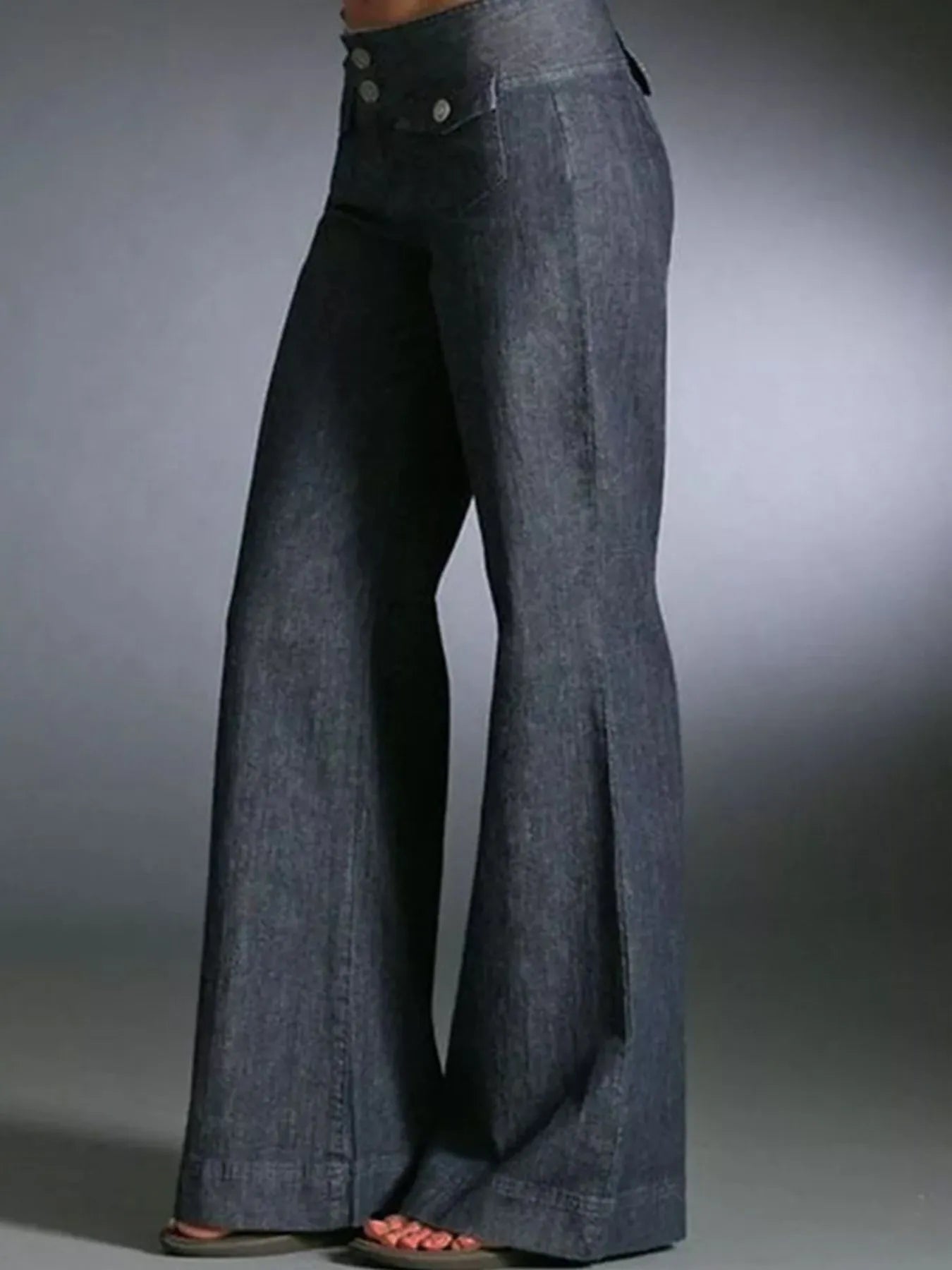 Full Size High-Waisted Wide-Leg Wash Jeans Plus Size