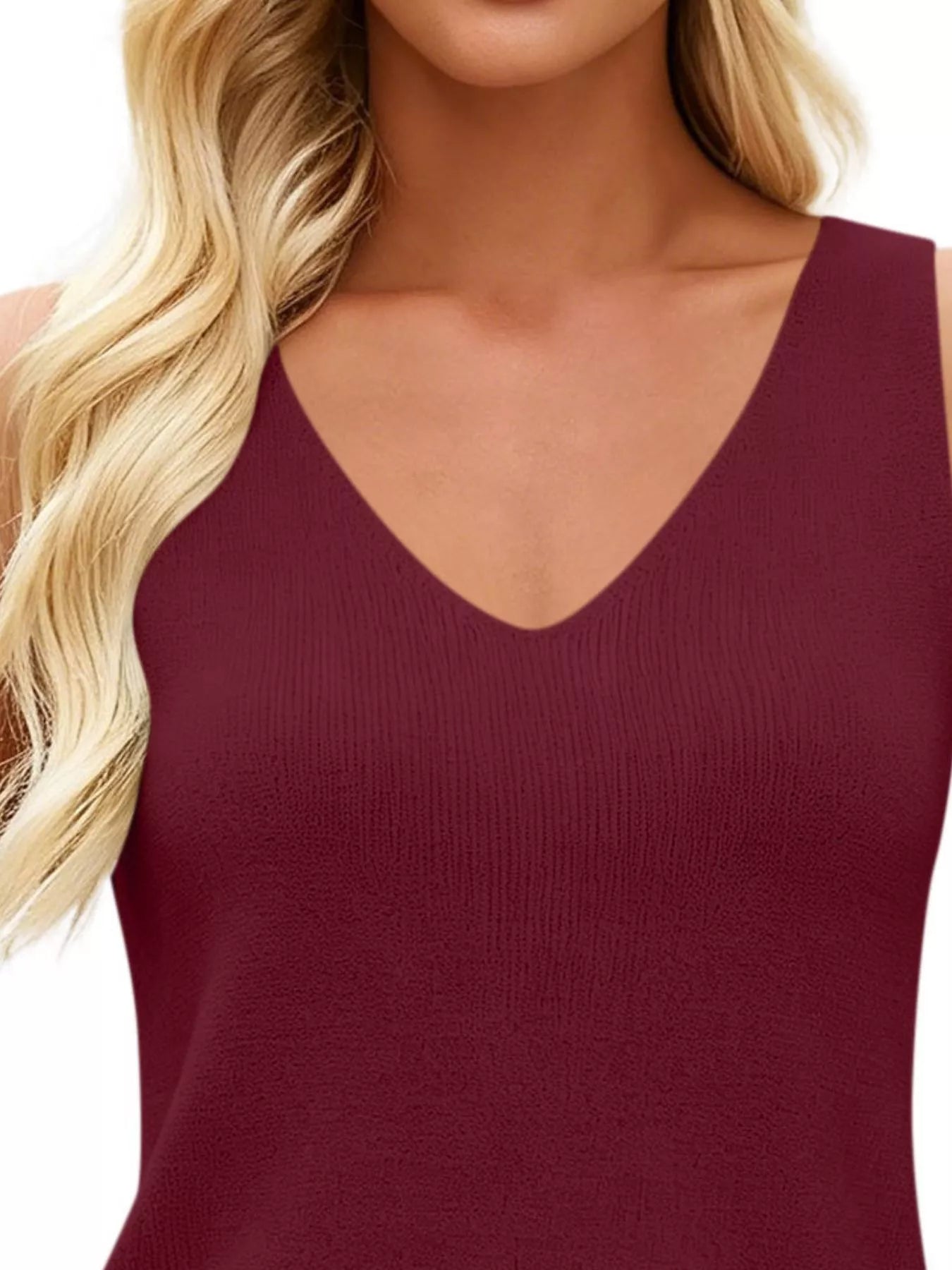 V-Neck Ribbed Knit Tank Top