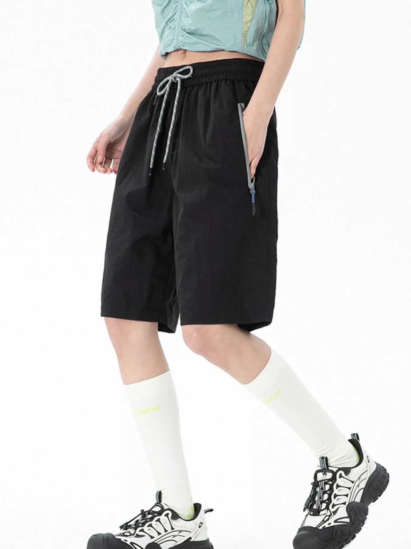 Men's Lightweight Drawstring Shorts with Zipper Pockets