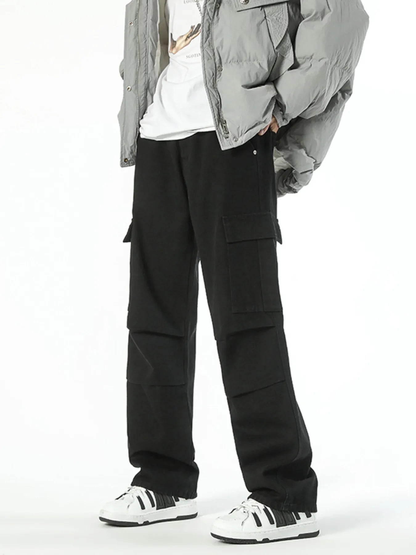 Men's Full Size Wide Leg Cargo Jeans Plus Size