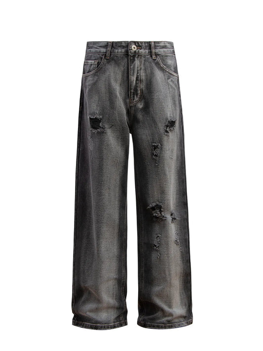 Men's Distressed Wide-Leg Jeans
