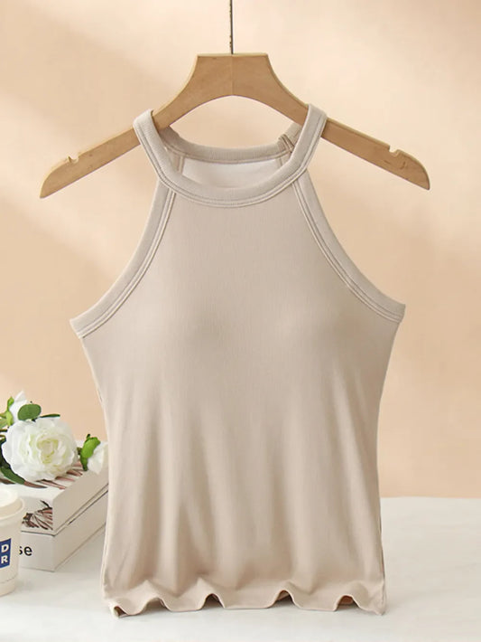 Grecian Neck Tank With Chest Pads