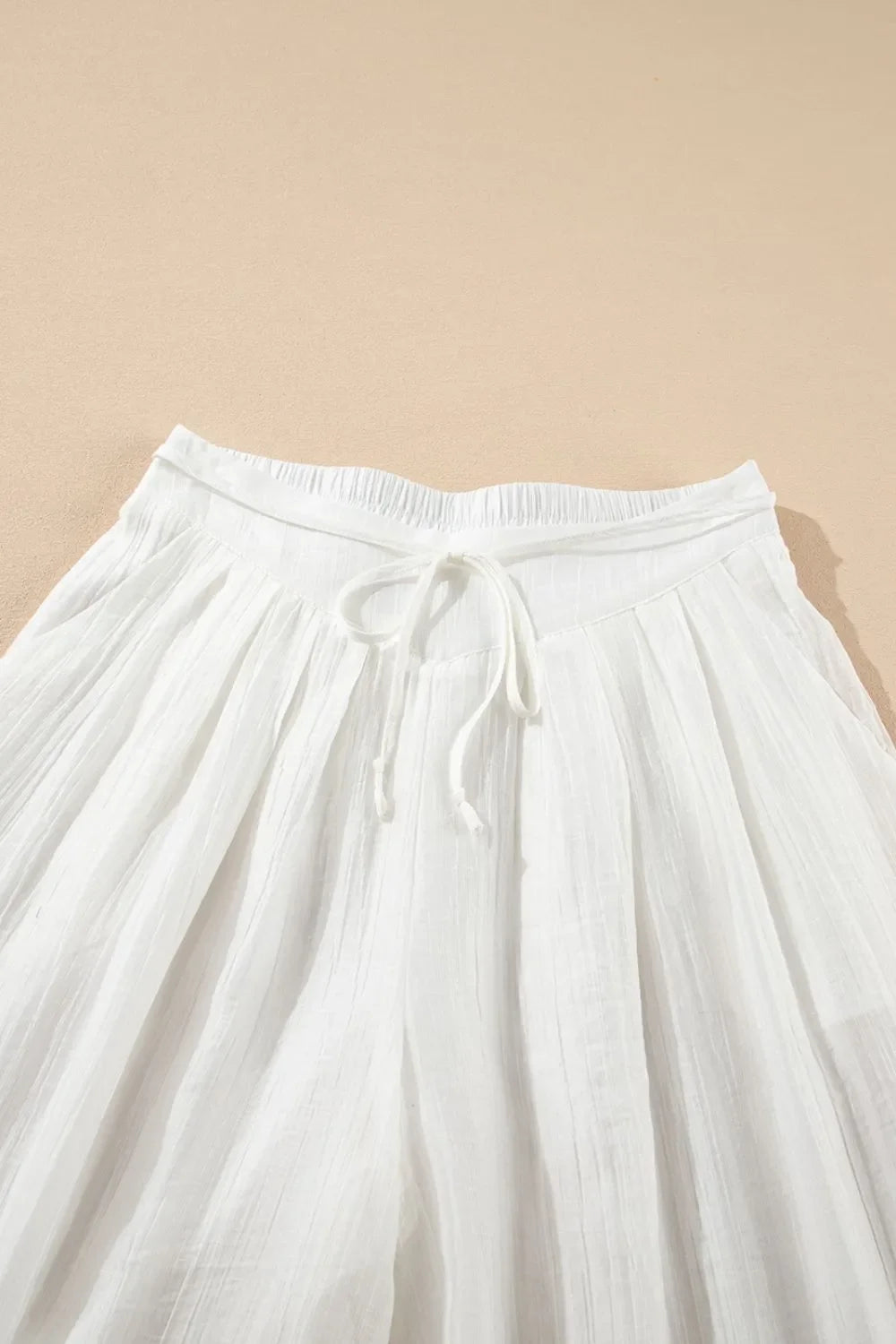 Tie Waist Pleated Wide Leg Pants