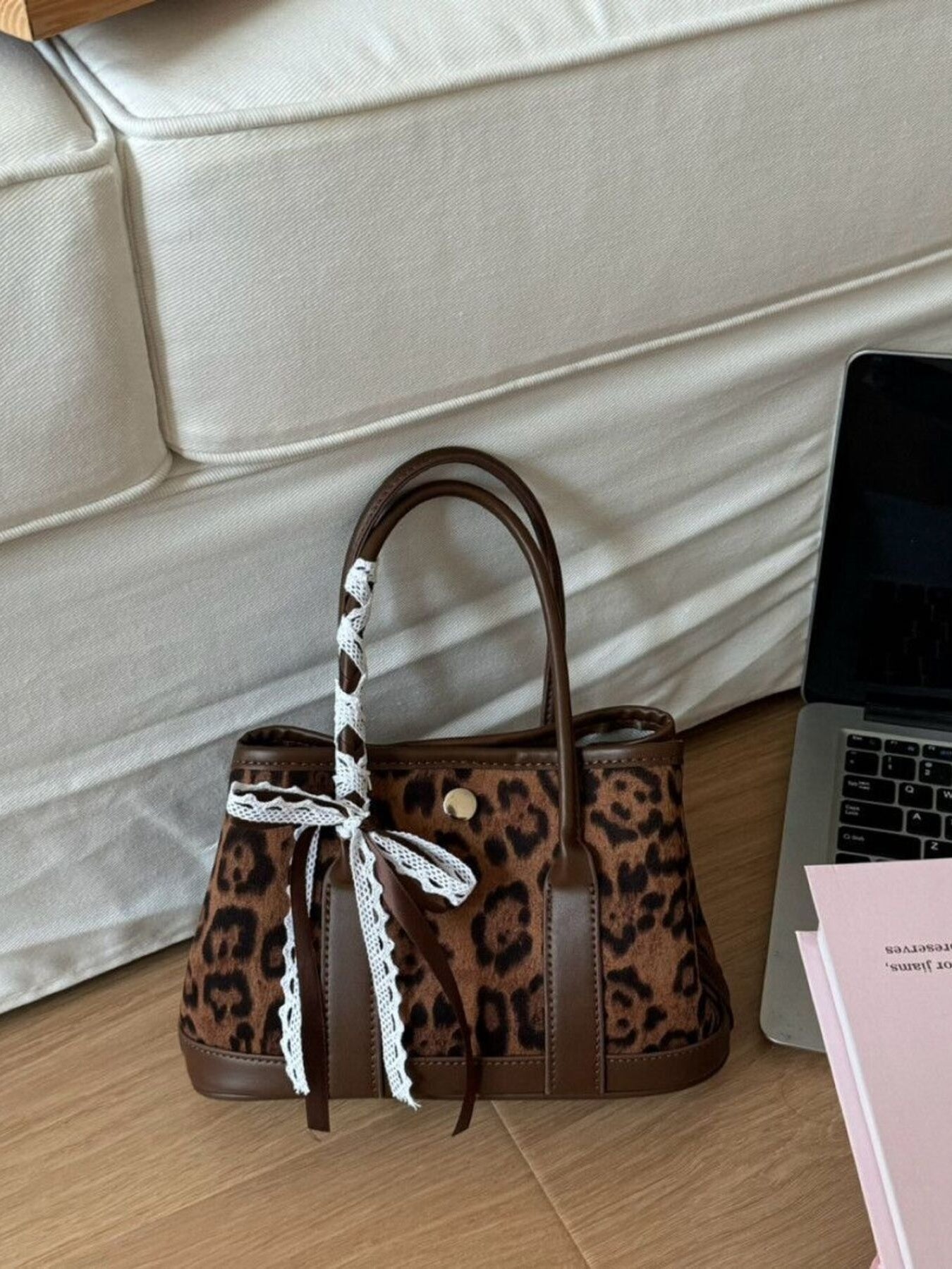Top Handle Lace-Trimmed Handbag