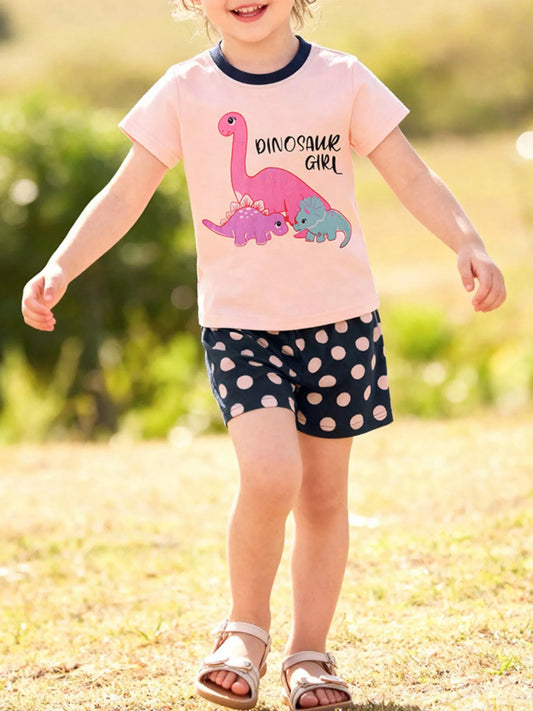 Children's Dinosaur Graphic Short Sleeve Tee and Shorts Set