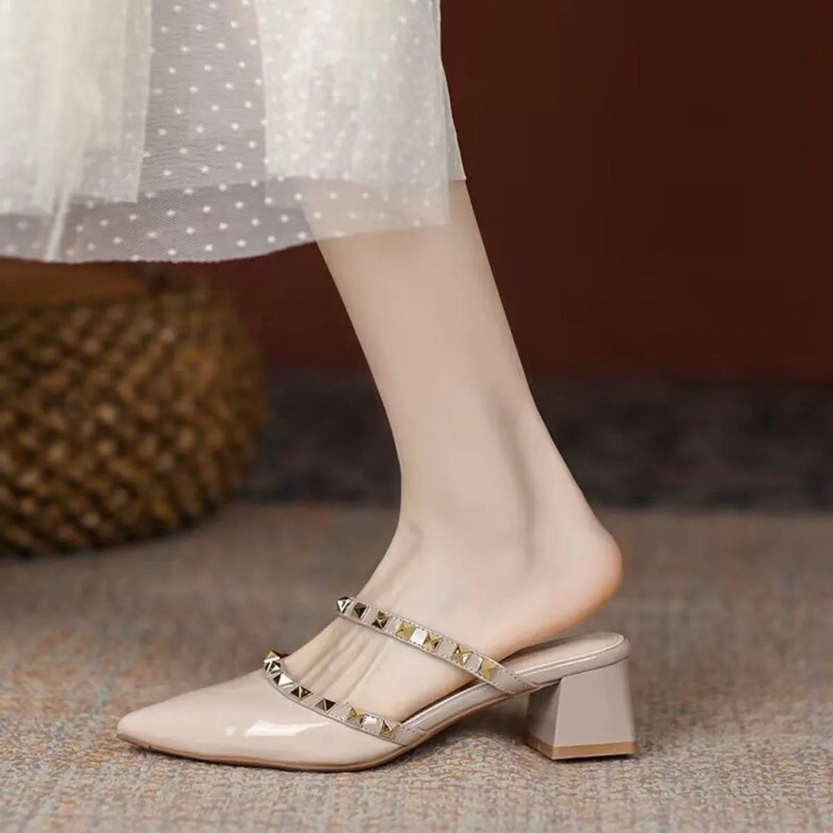 Point Toe Block Heels Sandals