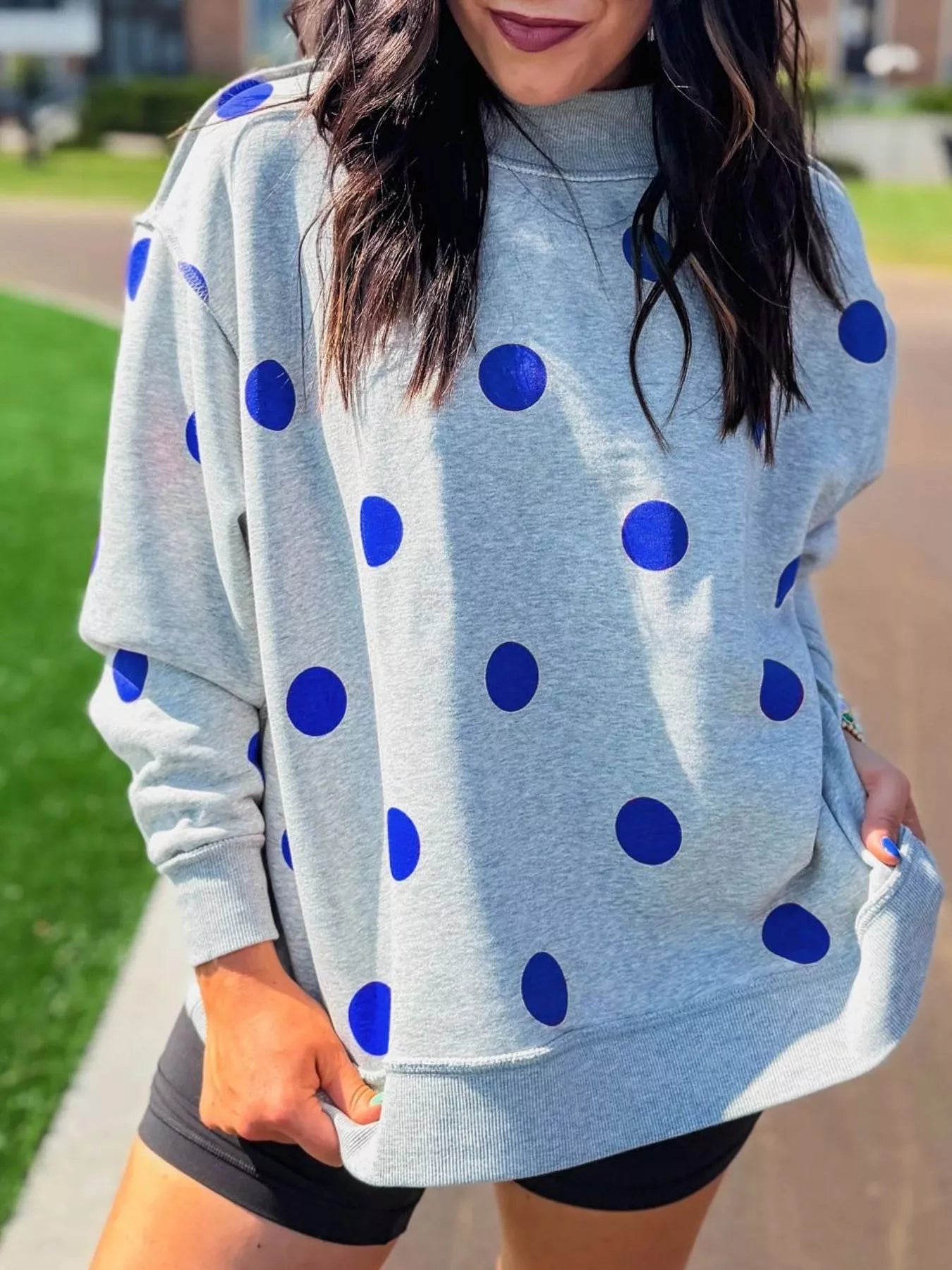 Oversized Polka Dot Crewneck Sweatshirt