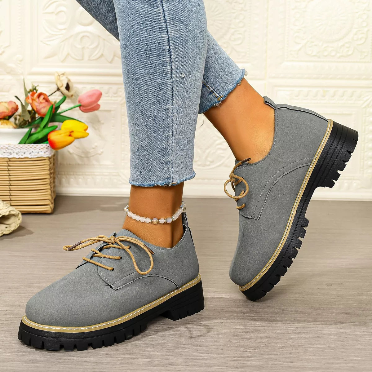 Lace-Up Platform Loafers