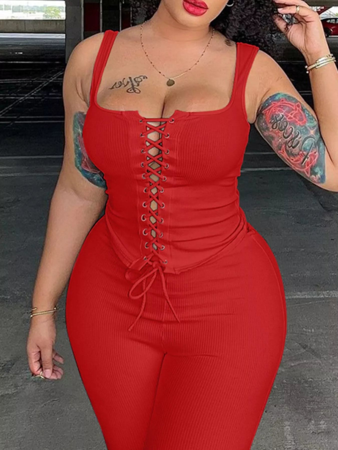 Lace-Up Tank and Capris Set