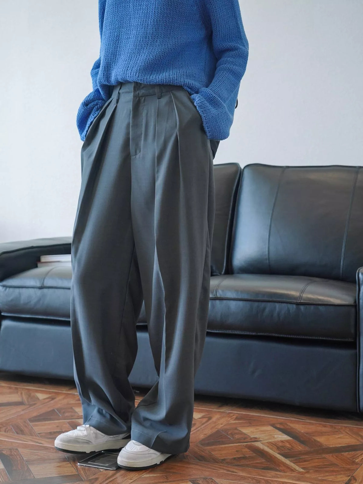 High-Waisted Pleated Wide-Leg Pants