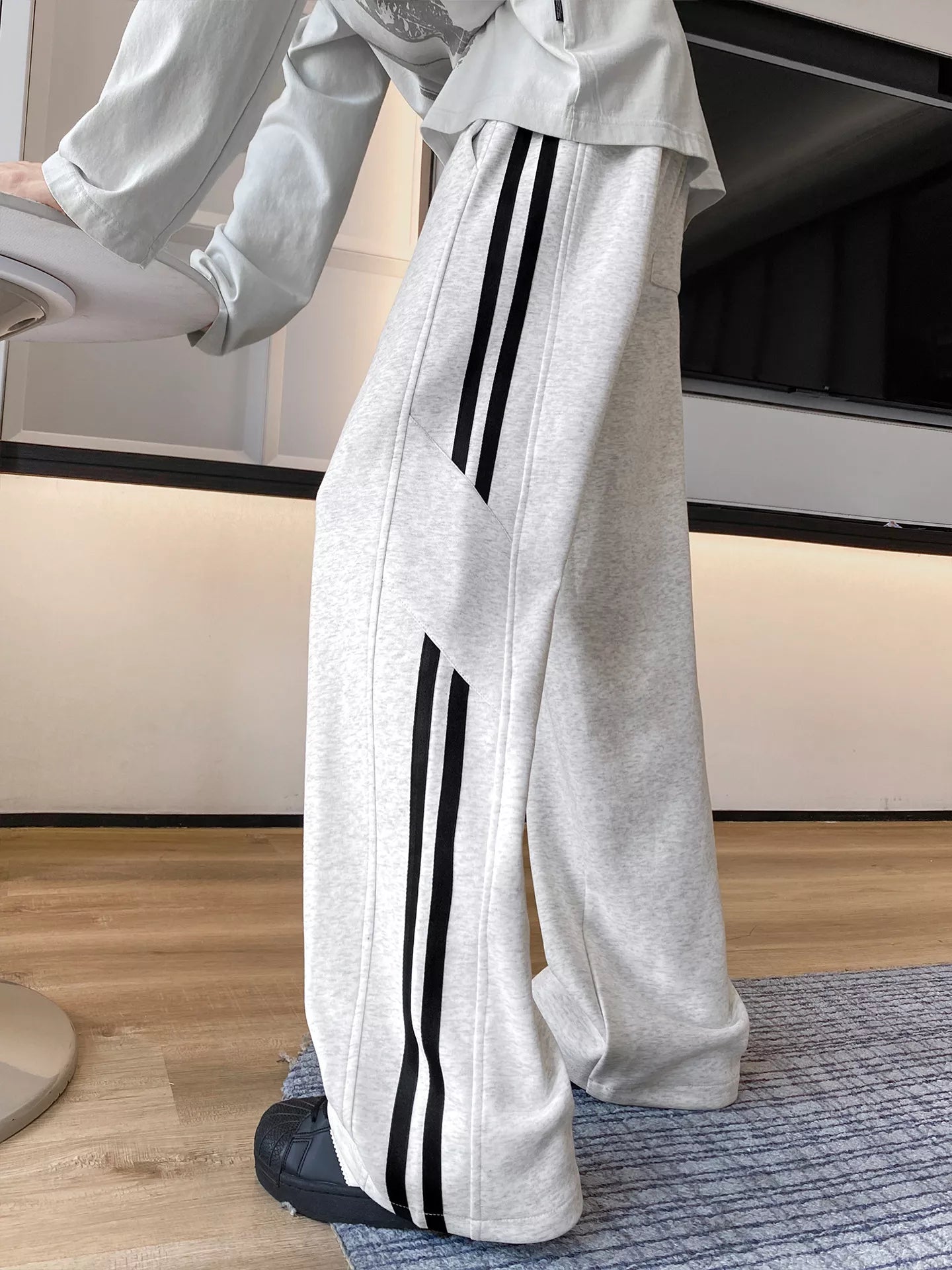 Men's Plus Size Striped Wide-Leg Casual Pants