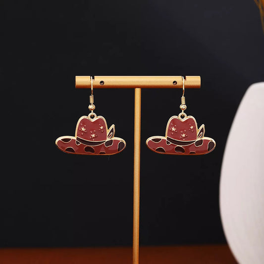 Cowboy Hat & Bottle Dangle Earrings