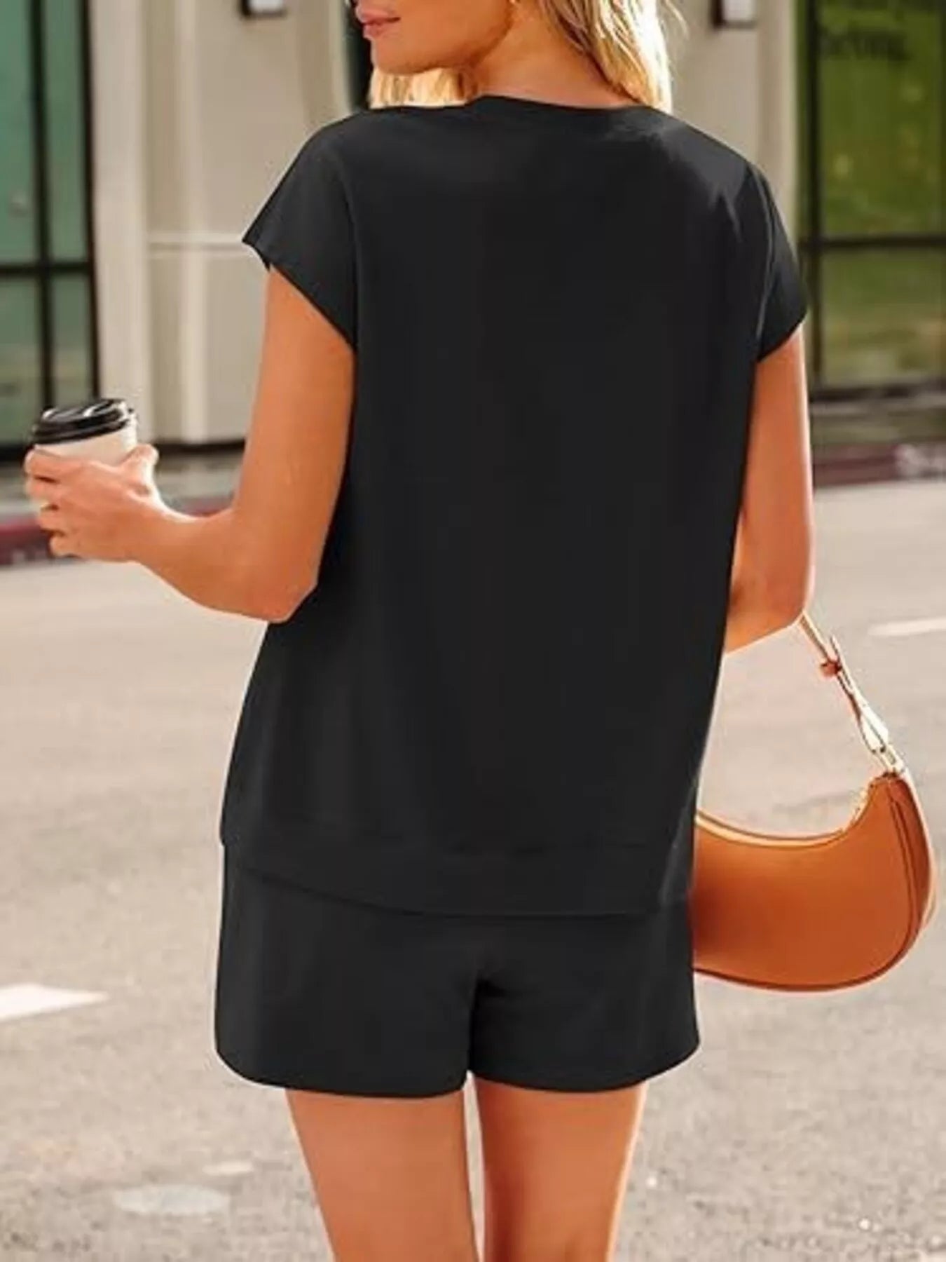 Button Detail Short Sleeve Top and Shorts Set