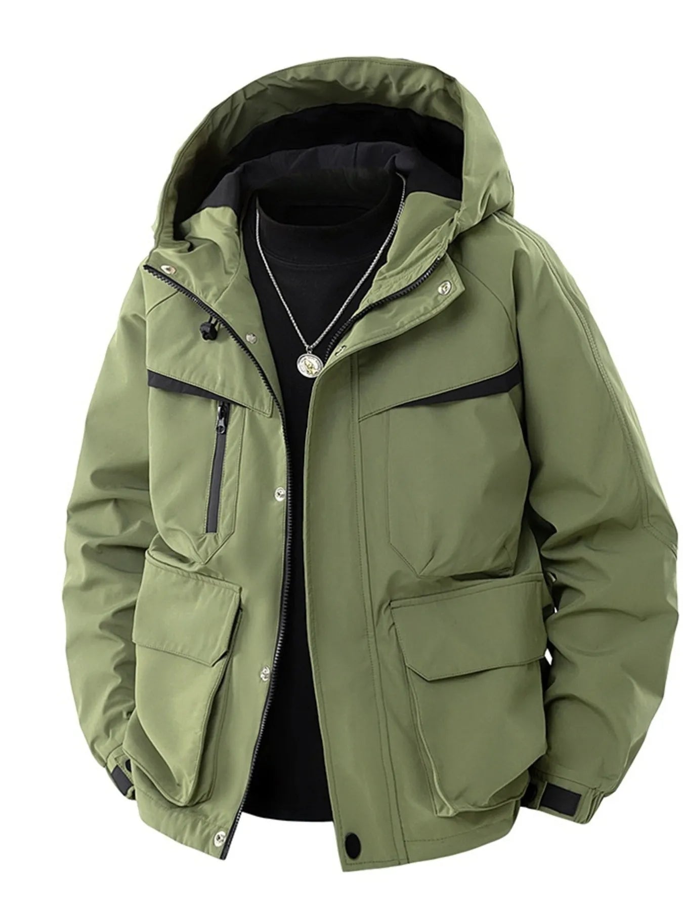 Men's Full Size Zip Up Long Sleeve Hooded Jacket Plus Size