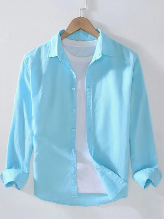 Men's Full Size Casual Long Sleeve Button-Up Shirt Plus Size