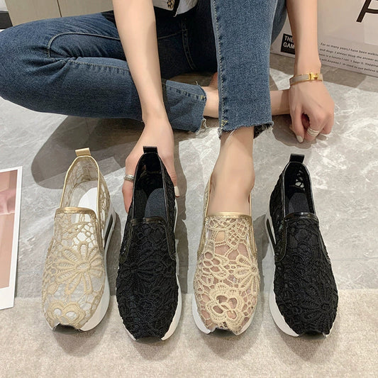 Lace Breathable Platform Slip-On