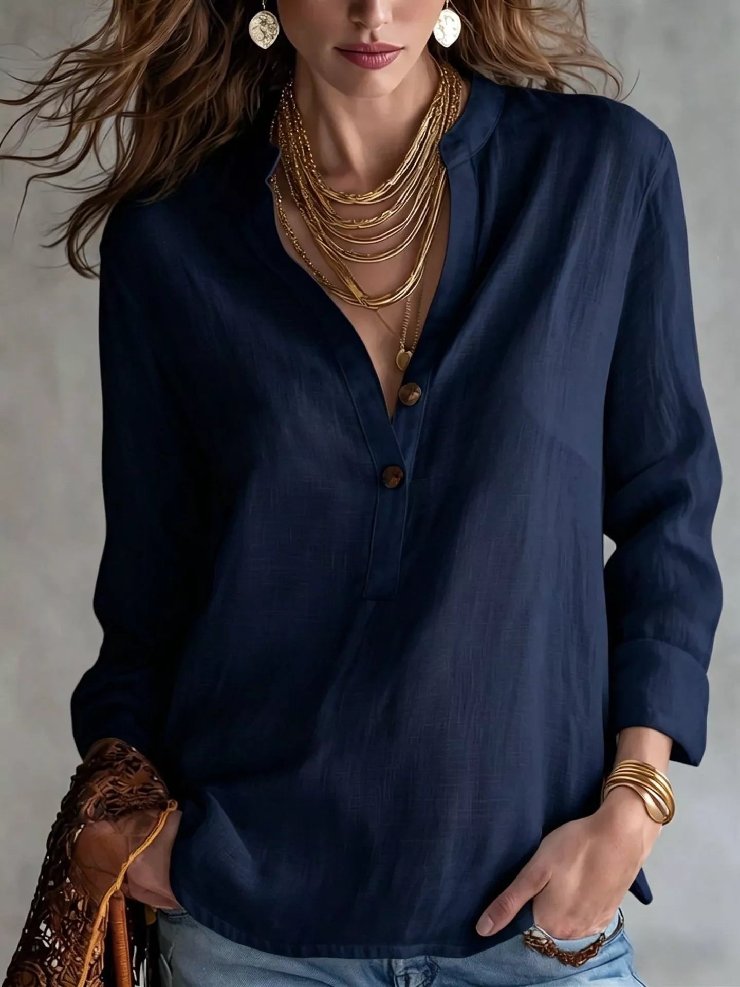 Button Detail Long Sleeve Shirt