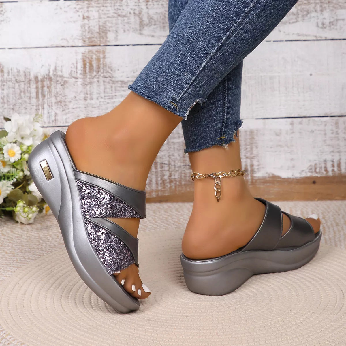 Open Toe Platform Wedge Sandals