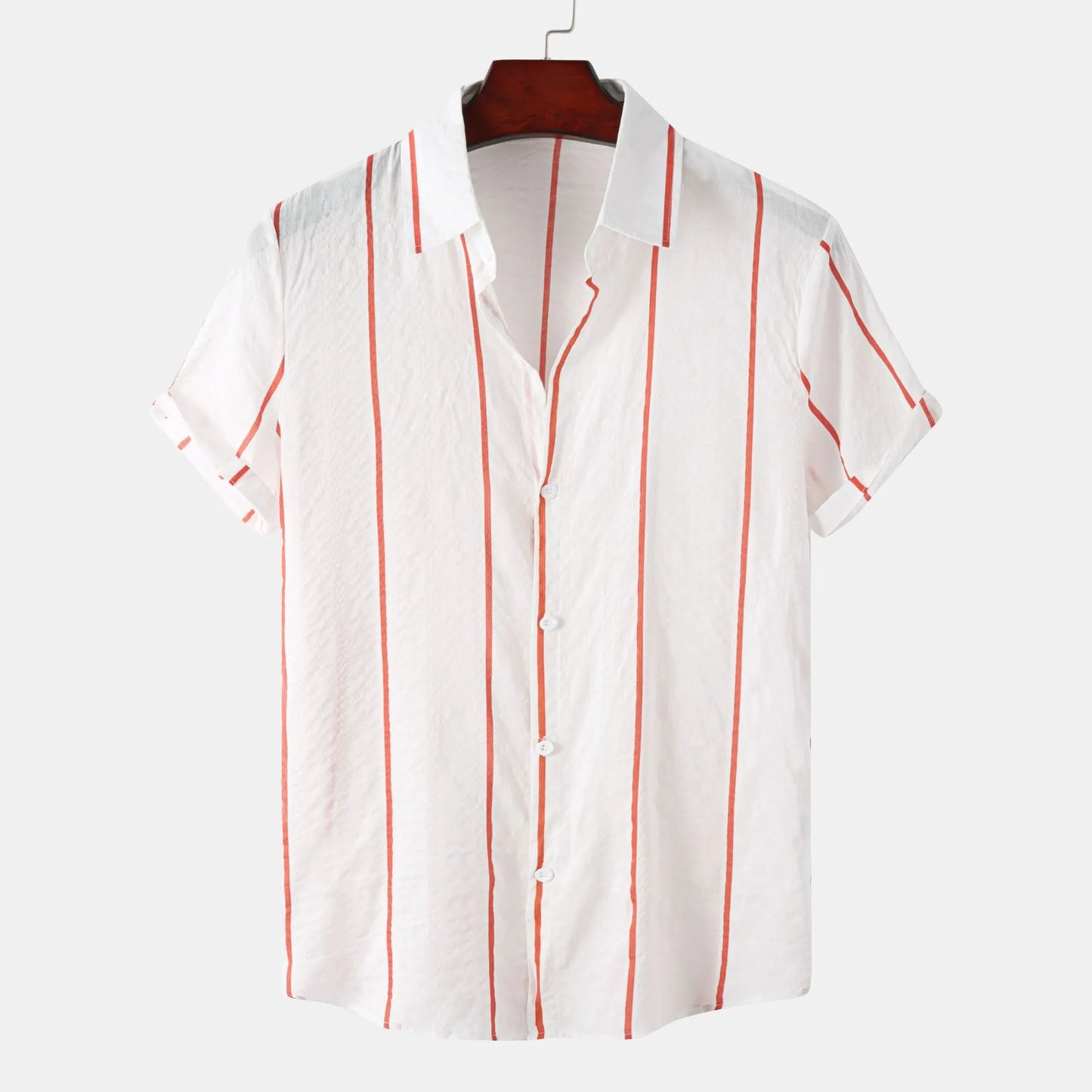 Men's Plus Size Casual Striped Short Sleeve Button Down Shirt