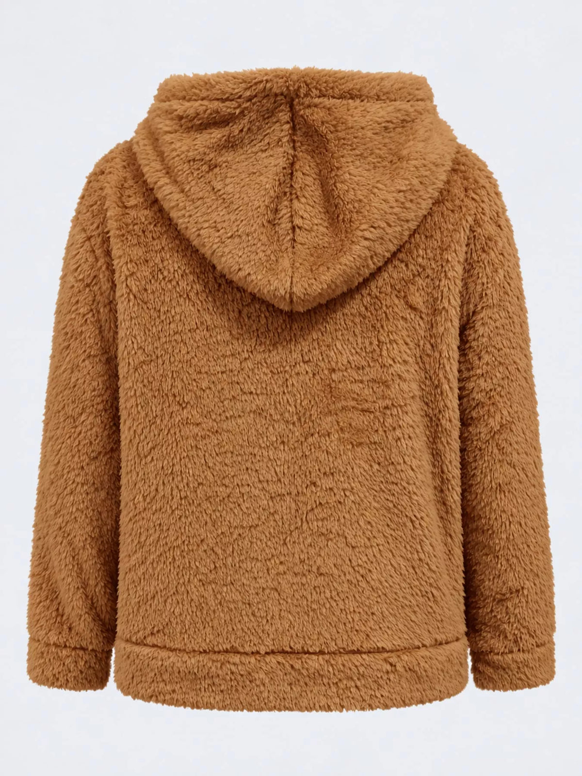 Drawstring Sherpa Zip-Up Hoodie