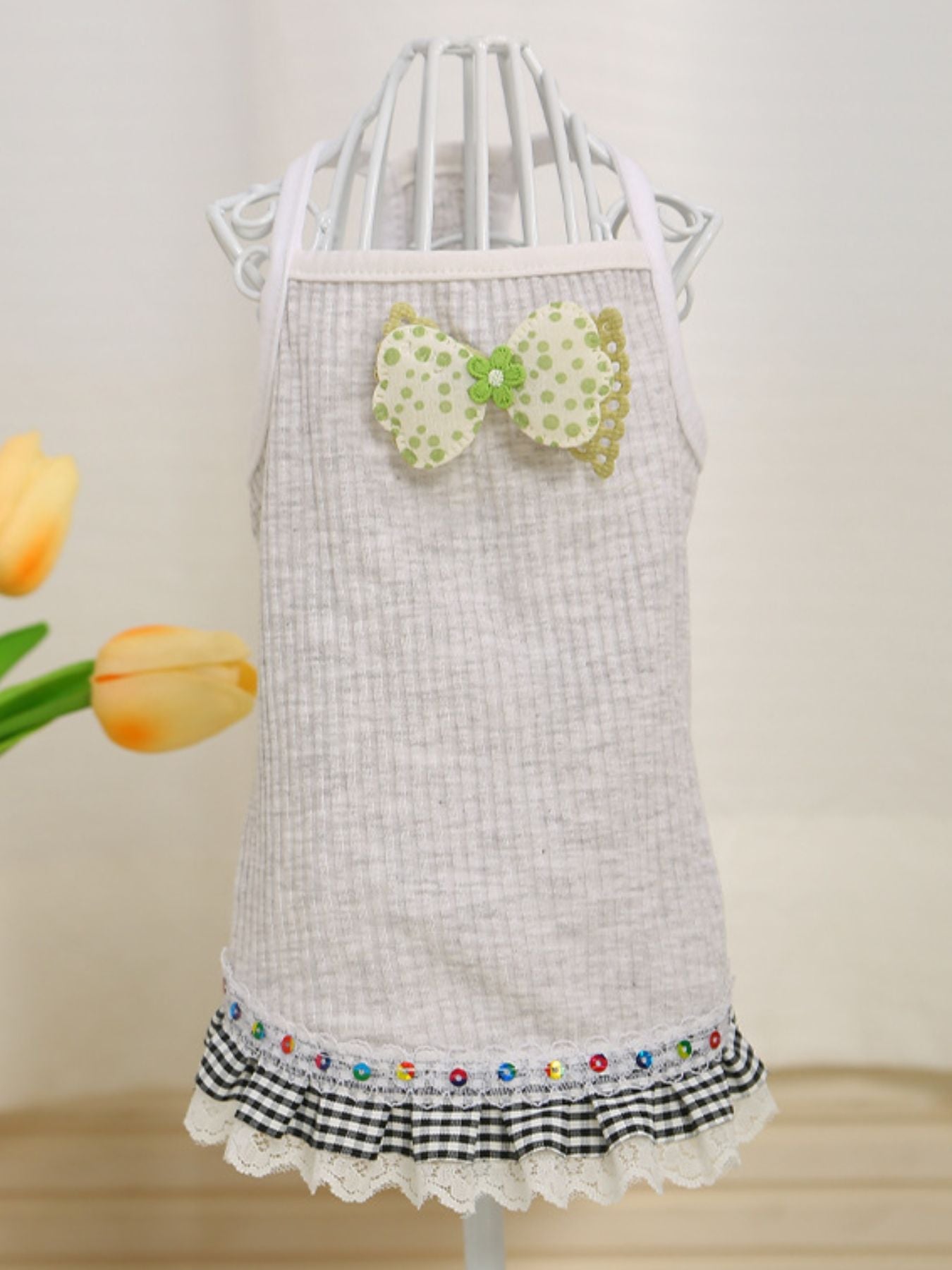 Bowknot Ruffled Hem Pet Top