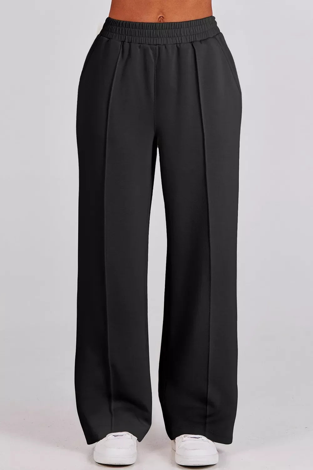 Solid Zip Sailor Collar Pullover Athleisure Sweatpants 2pcs Set