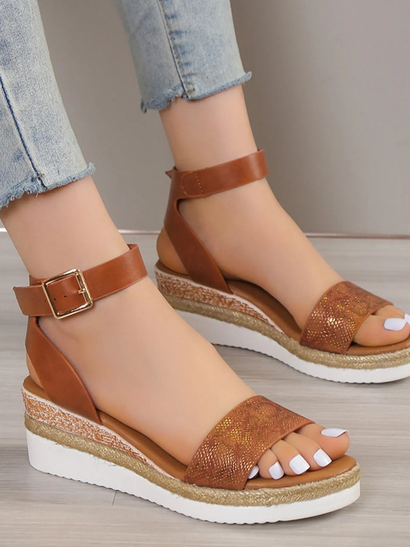 Platform Wedge Ankle Strap Sandals
