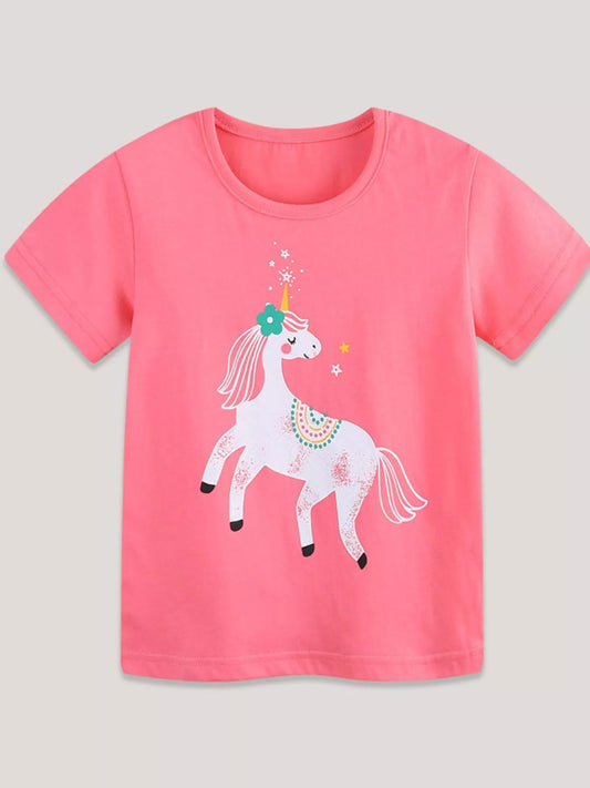 Children's Cute Unicorn Graphic Short Sleeve T-Shirt