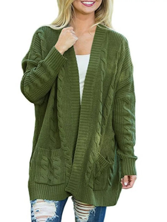 Full Size Chunky Knit Open Front Cardigan Plus Size