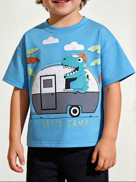 Children's Dinosaur Round Neck Short Sleeve T-Shirt
