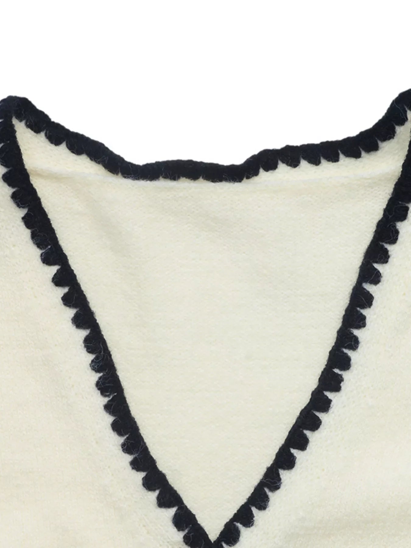 Contrast Trim V-Neck Button-Down Cardigan
