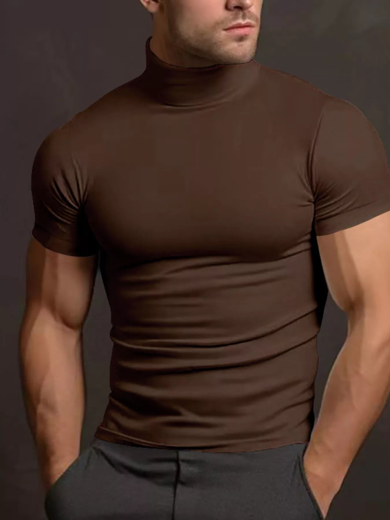 Men's Full Size Short Sleeve Turtleneck T-Shirt Plus Size