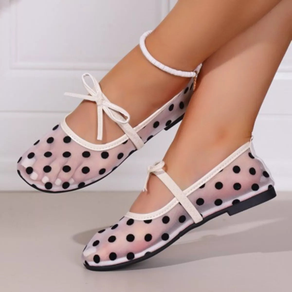 Polka Dot Round Toe Slip-Ons