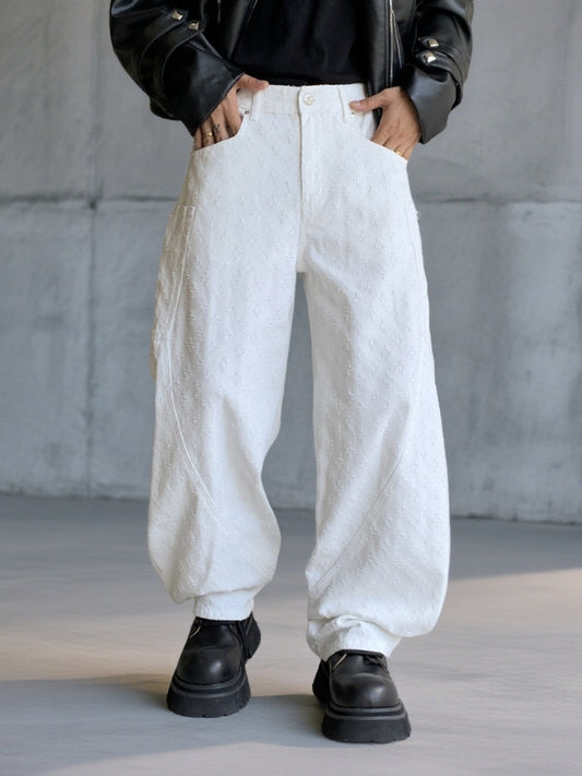 Men's Full Size Textured Wide Leg Pants Plus Size