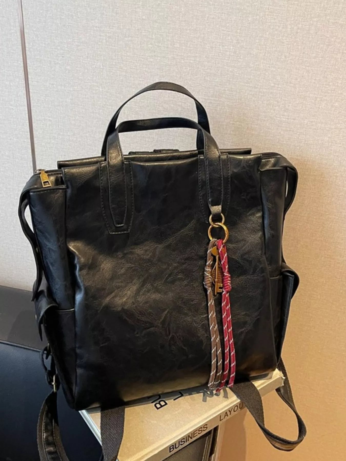 Vintage Leather Convertible Backpack Bag